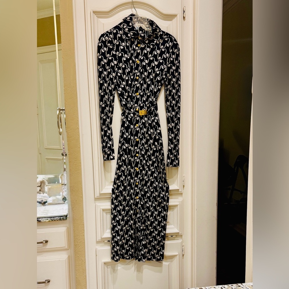 Tory Burch Black and White Long Sleeve Dress